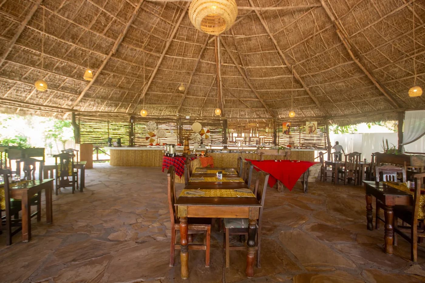 Restaurant under a thatched roof