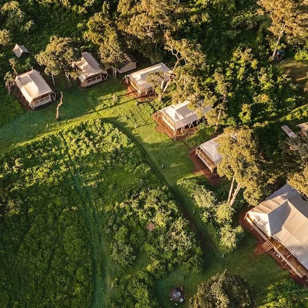 The camp on the rim from above