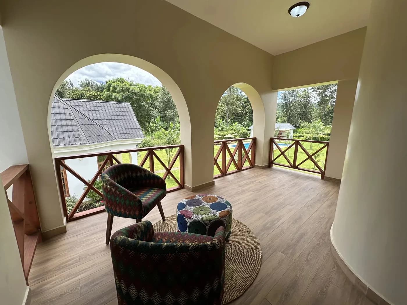 Balcony with armchairs
