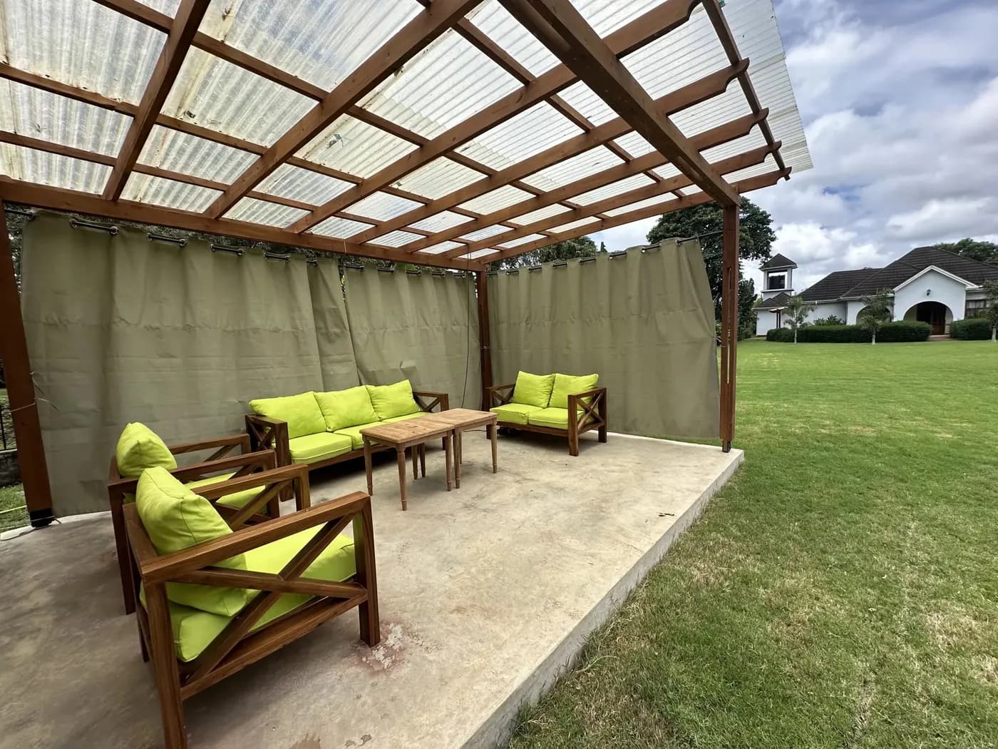 Garden lounge under a pergola