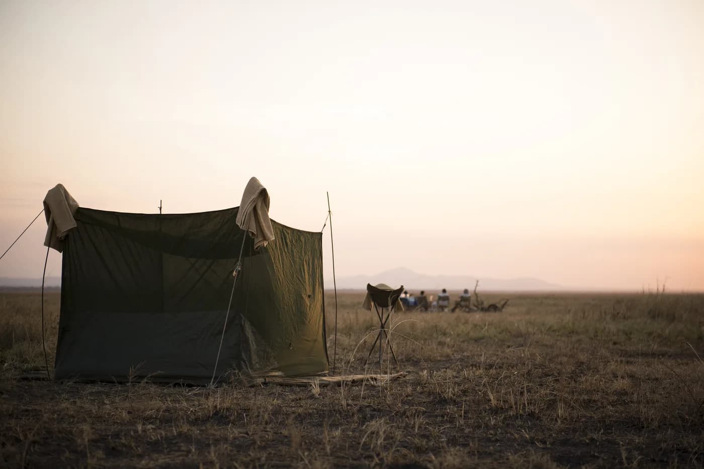Fly camp pitched on the open plain