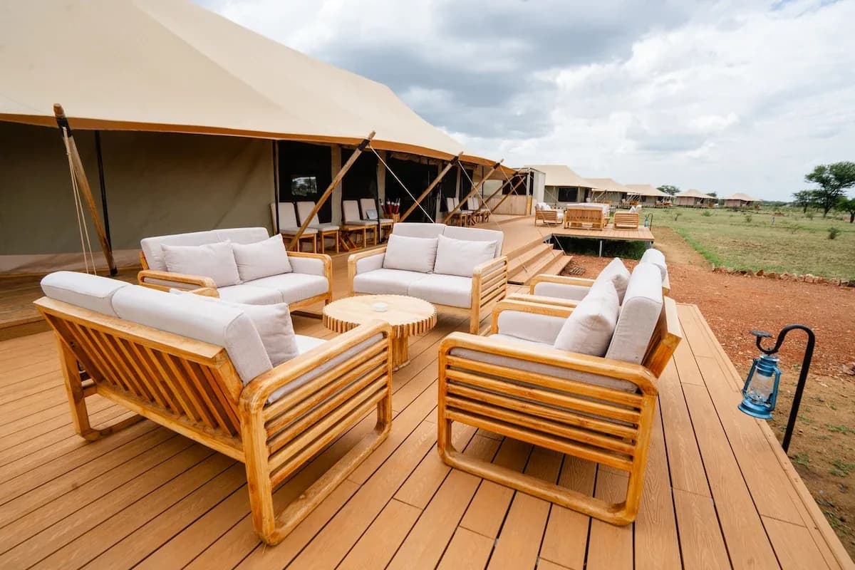 Lounge deck outside the main tent