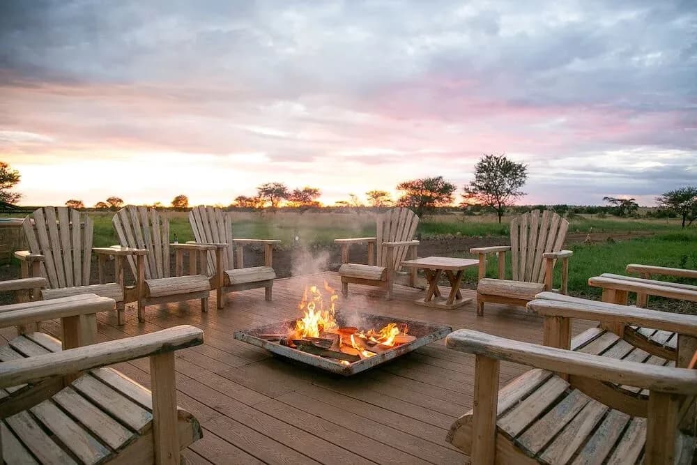 Campfire deck at sunset