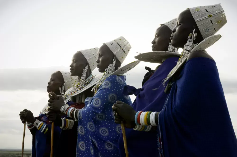 Maasai women in beadwork