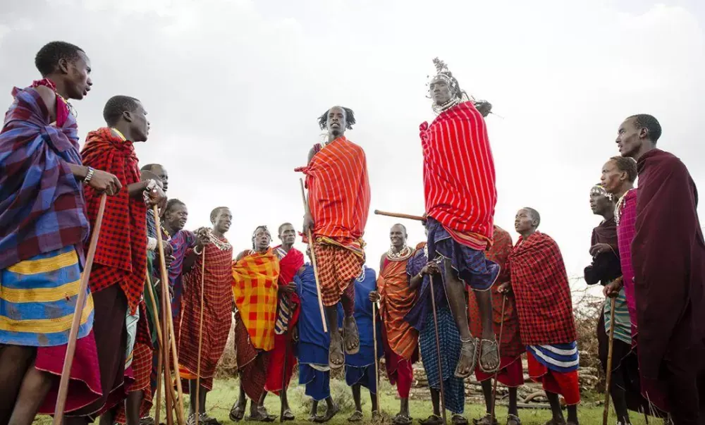 Maasai warriors dancing