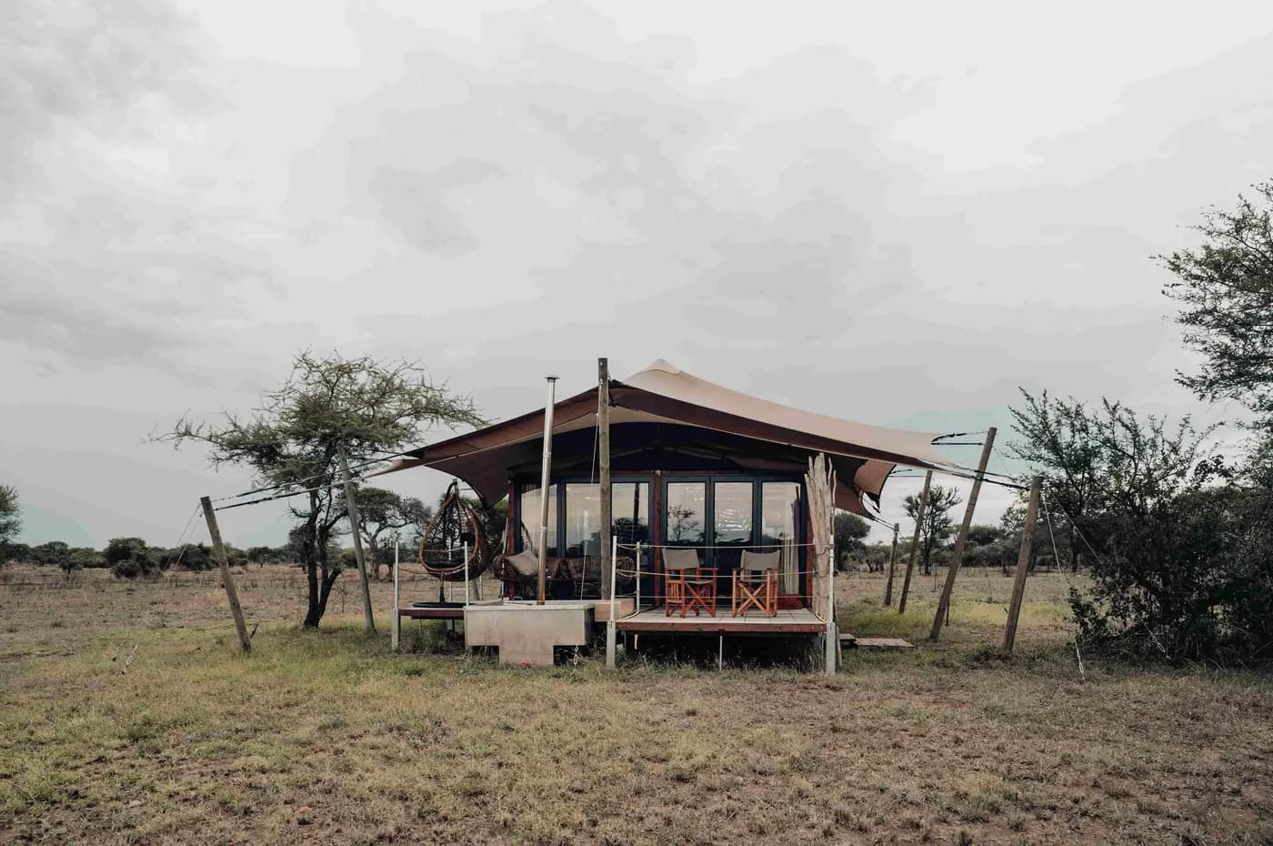 Tent exterior on the plain