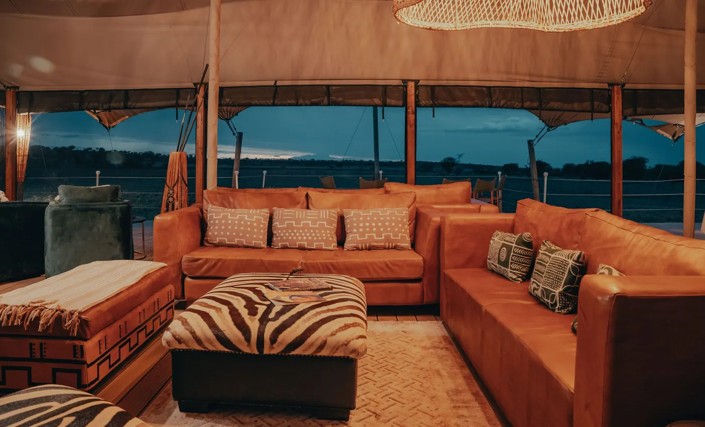 Orange sofa in the lounge