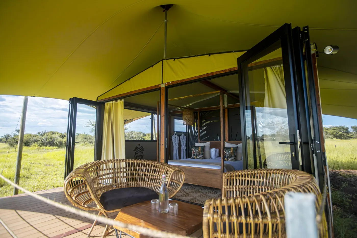 Tent with its yellow lining