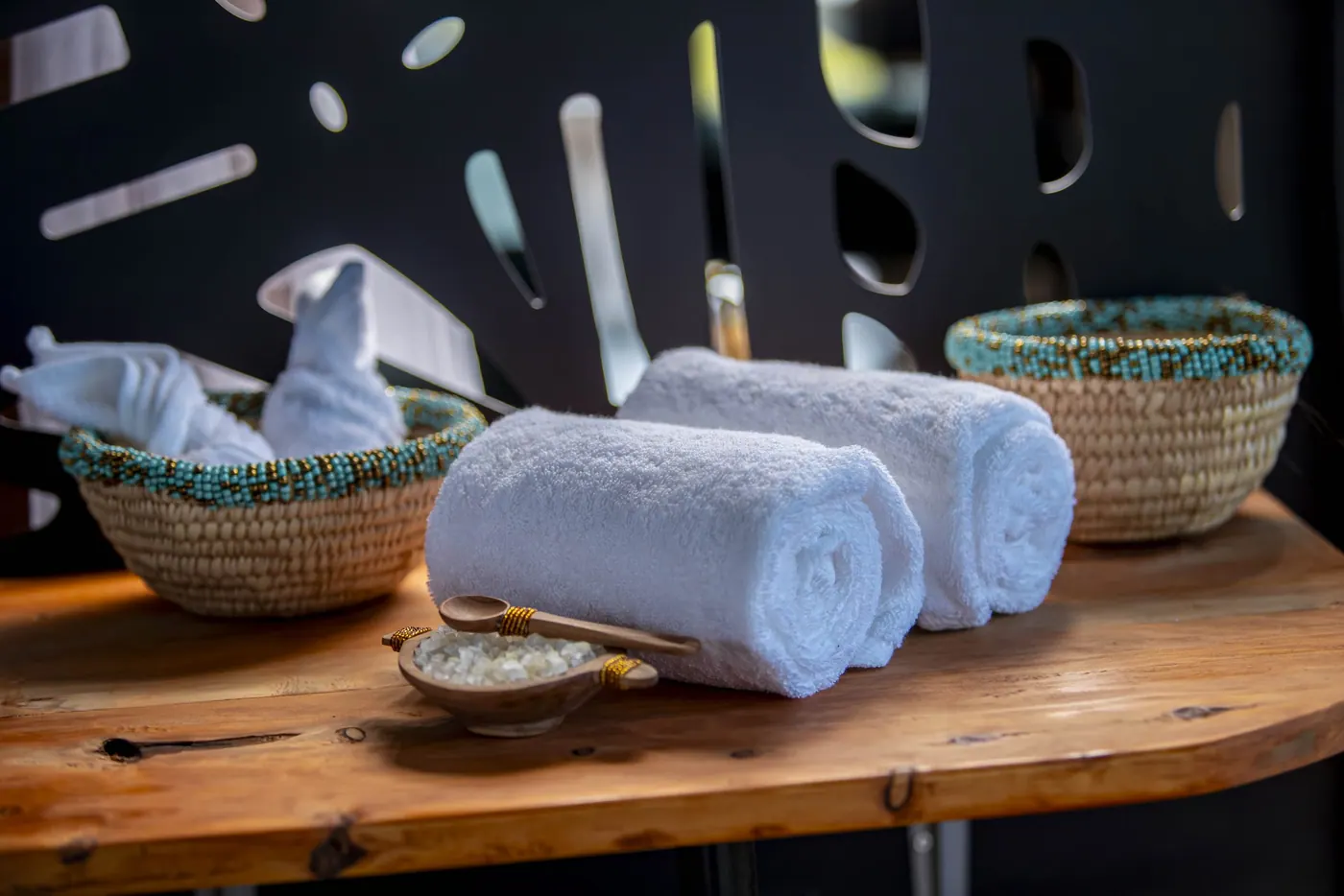 Towels and amenities laid out