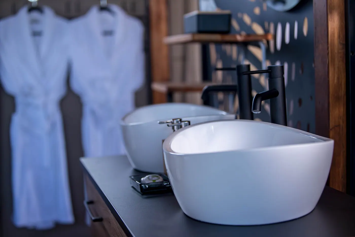 Twin basins in the bathroom