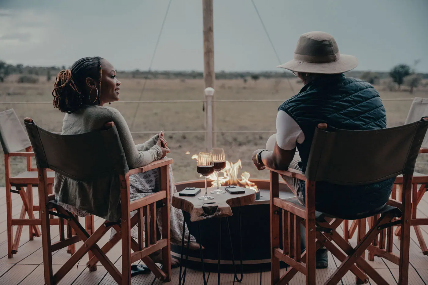 At the fire pit at dusk