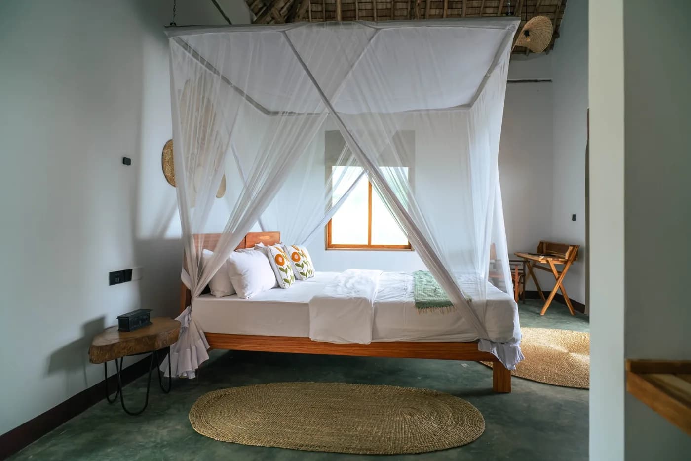 Bedroom under a mosquito net