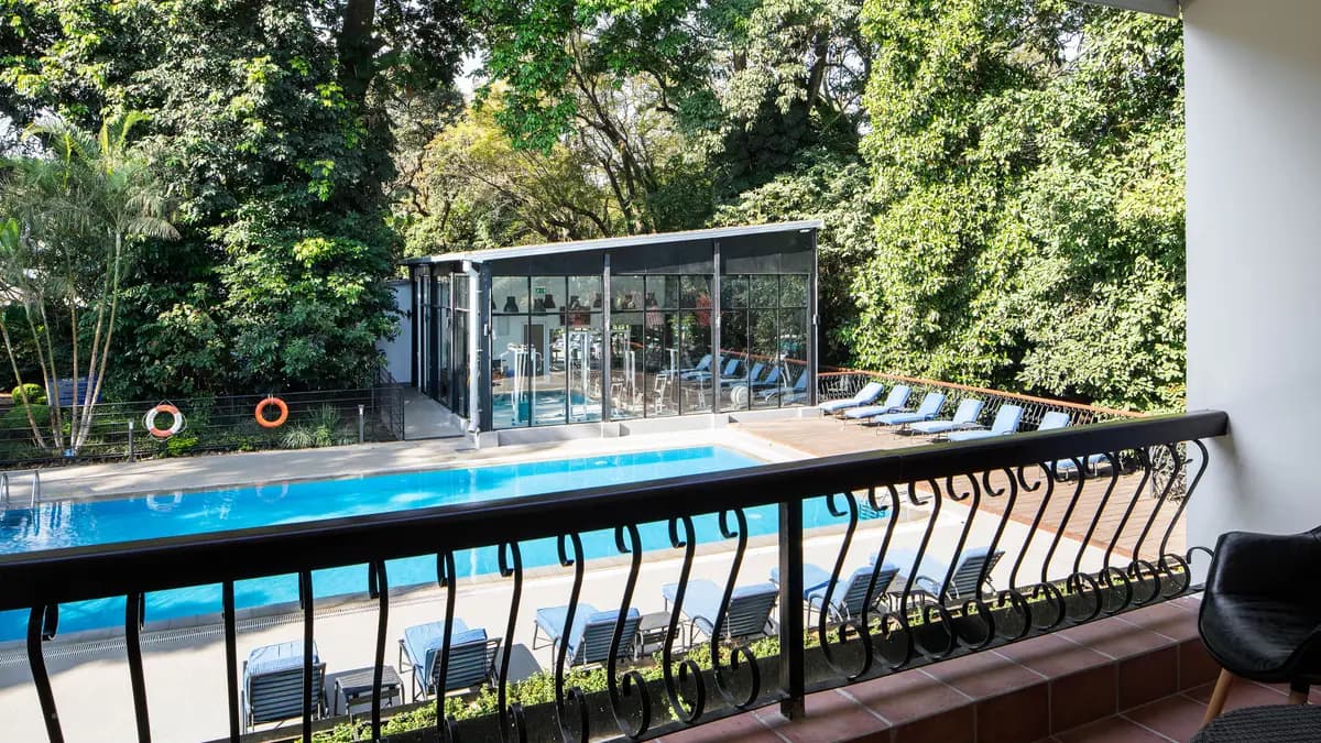 Pool and terrace from above