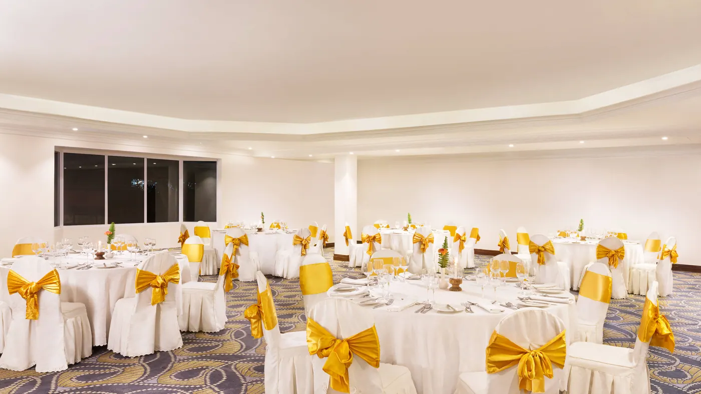 Banquet tables laid up