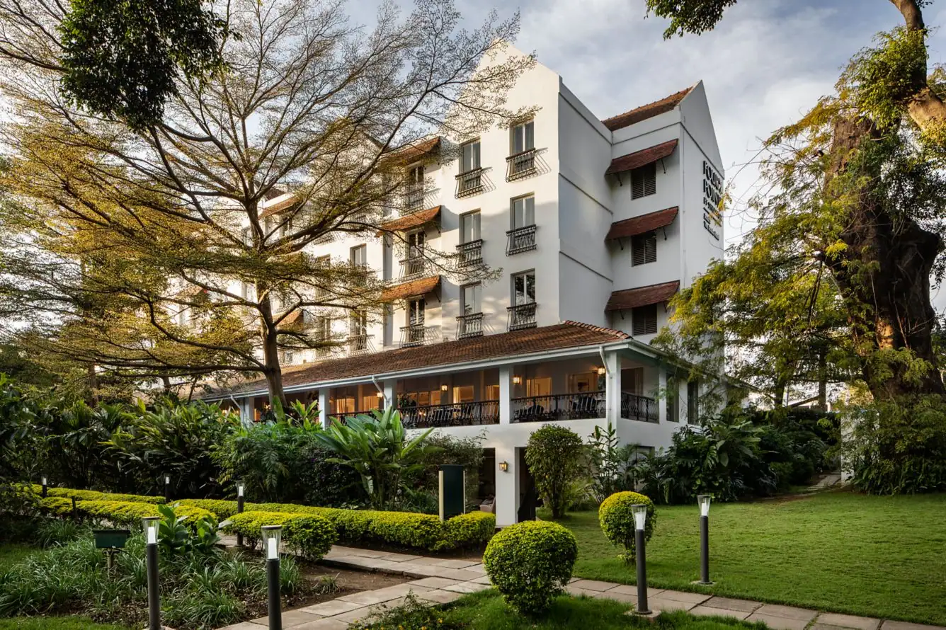 Hotel wing and garden