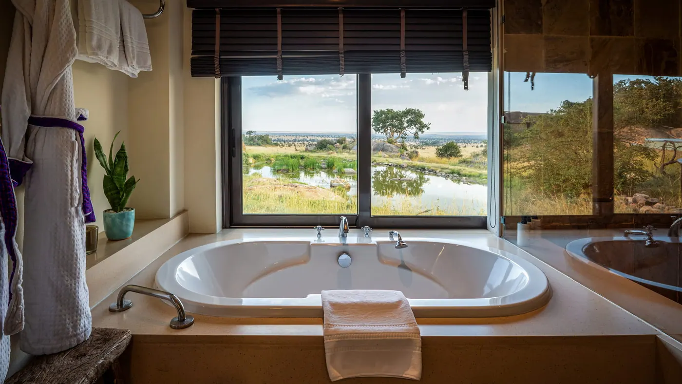 Bathtub framing the waterhole view