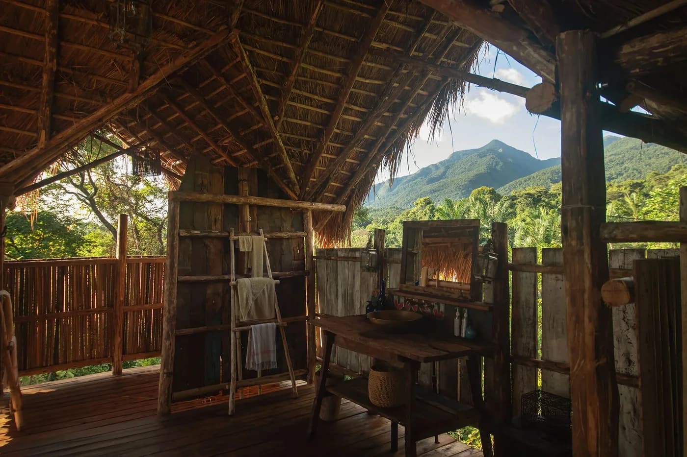 Banda veranda looking up to the mountains