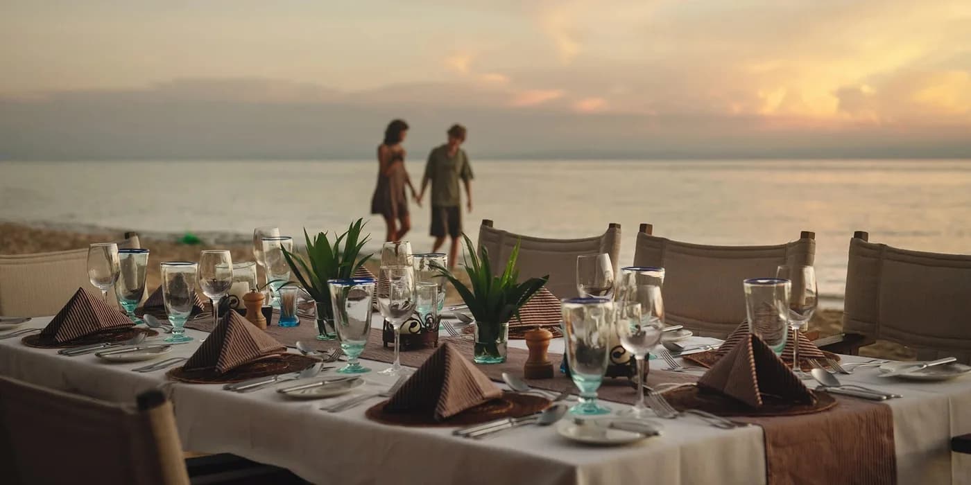 Dinner on the beach at sunset