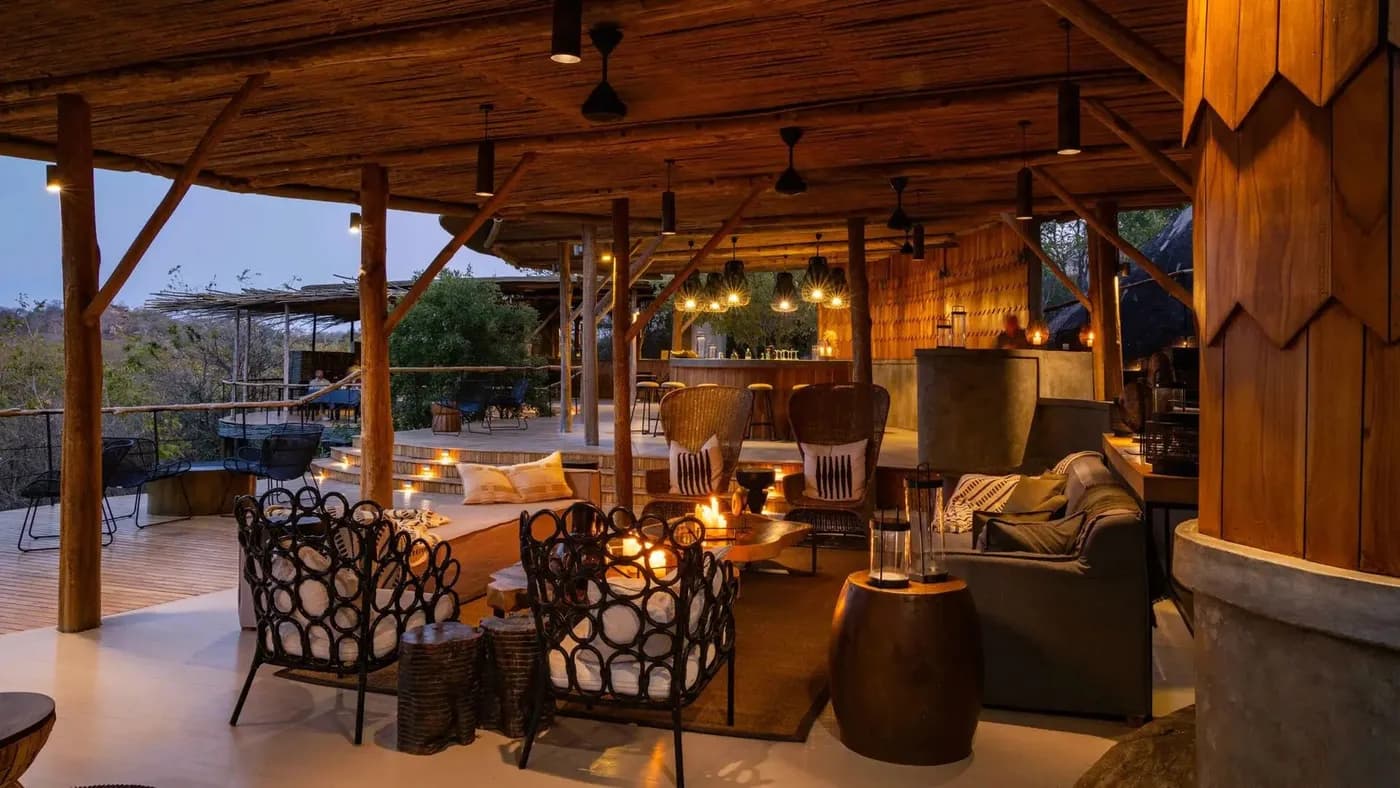 Lounge and bar in the evening