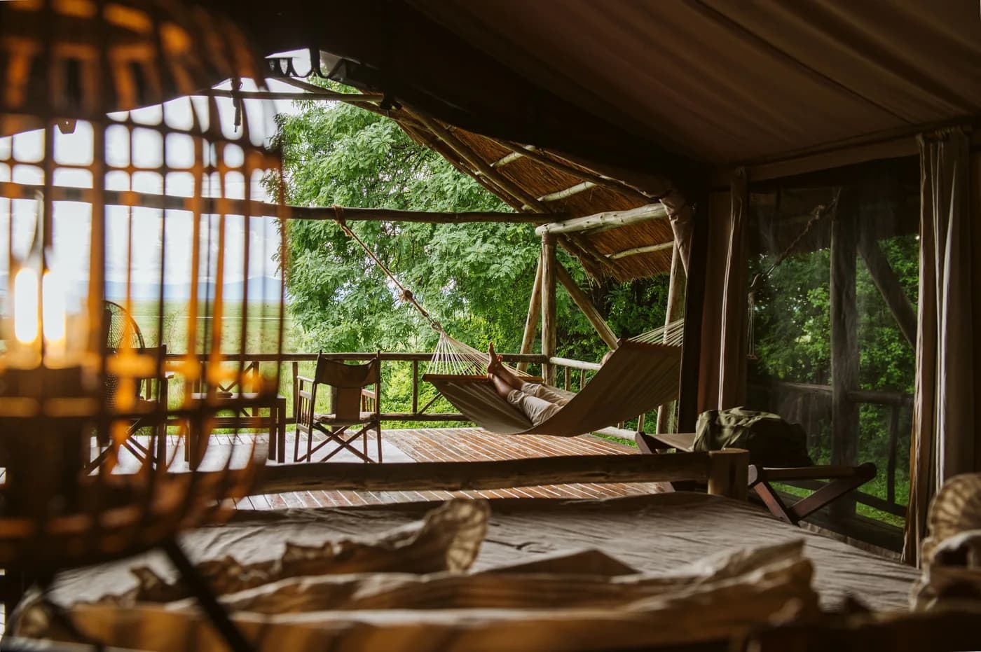 Hammock on a tent veranda