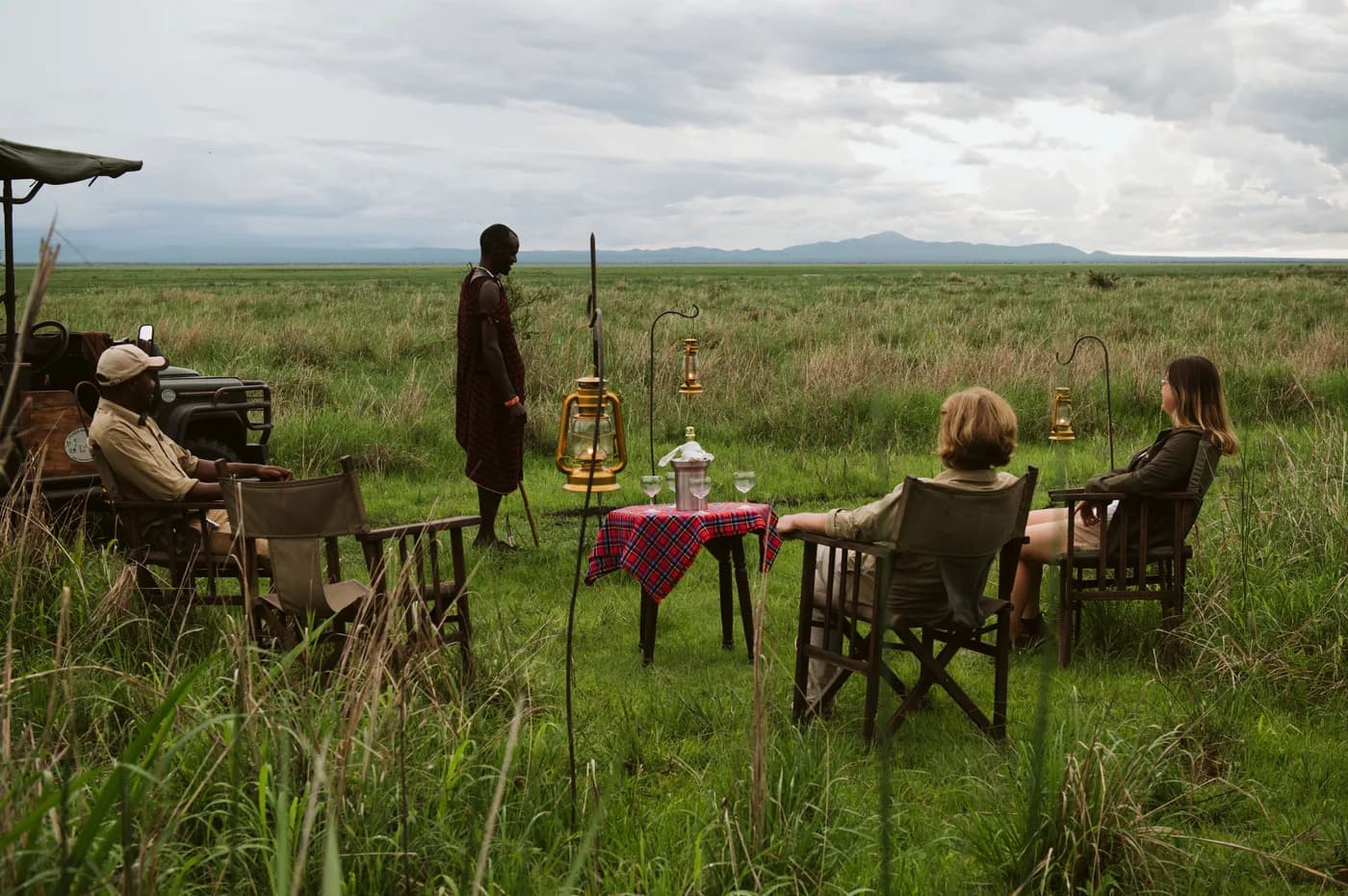 Sundowners set up out on the plain