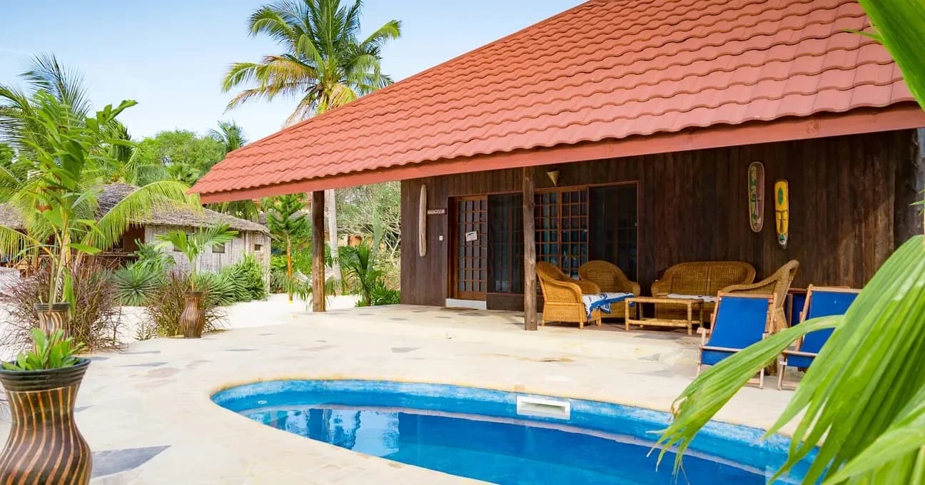Pool beside a bungalow