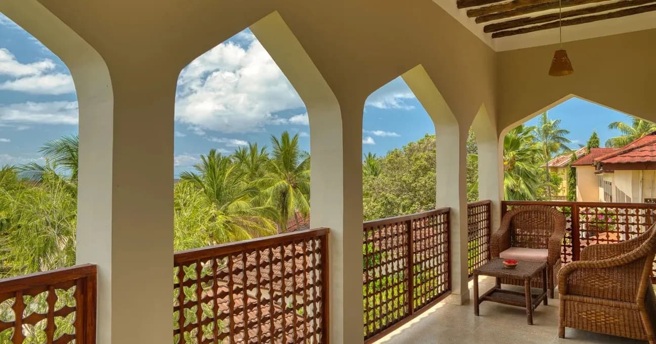 Balcony with carved railings