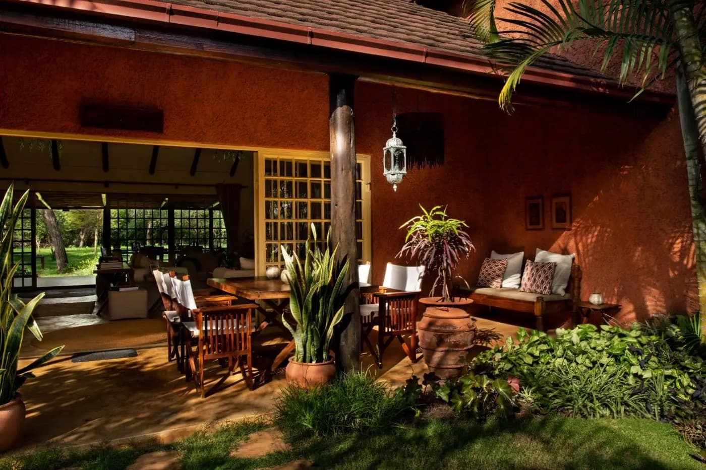 Veranda seating among the planting