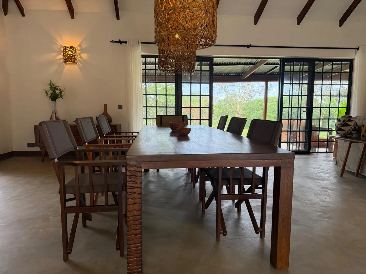 Dining table beside the windows