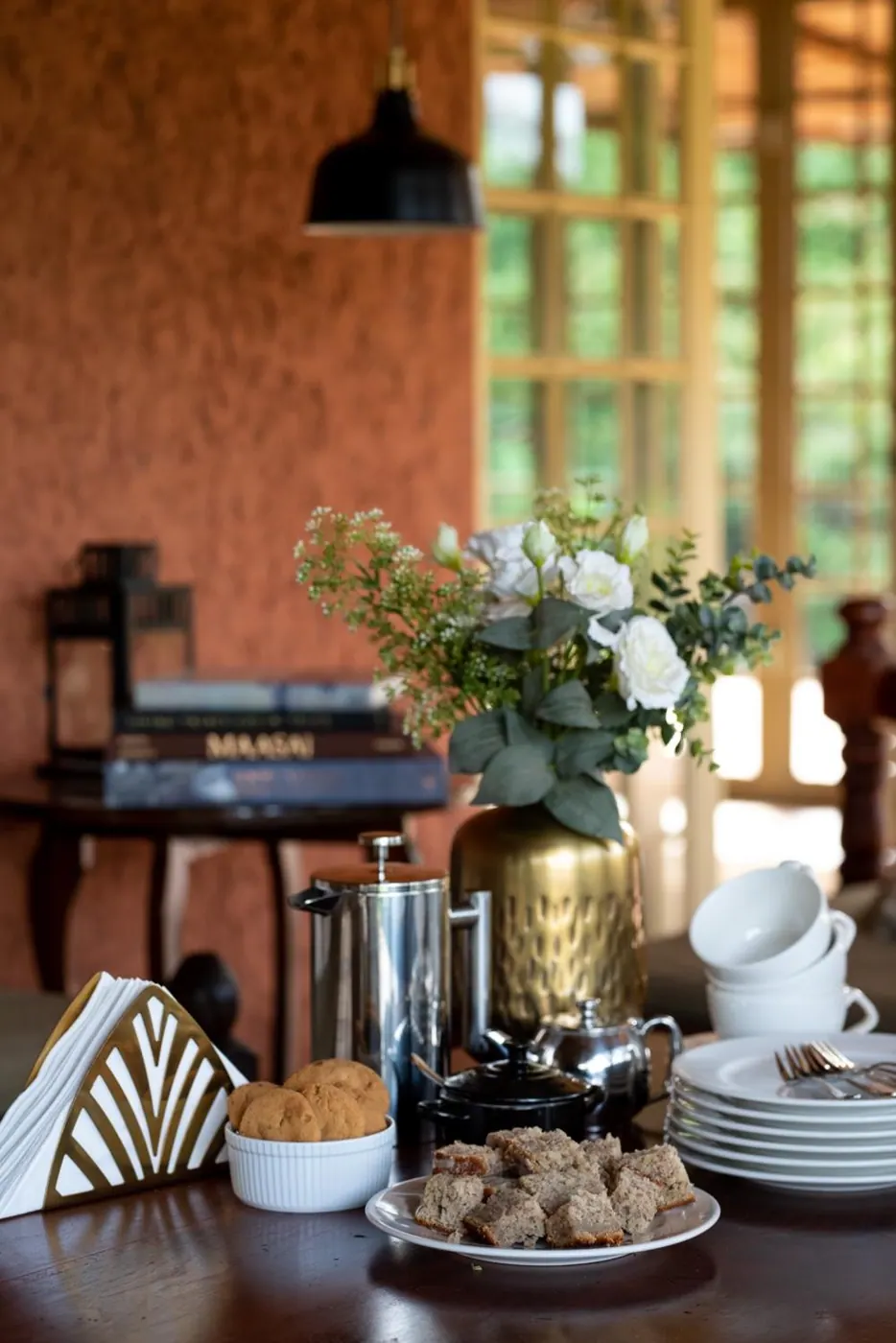 Coffee tray set out