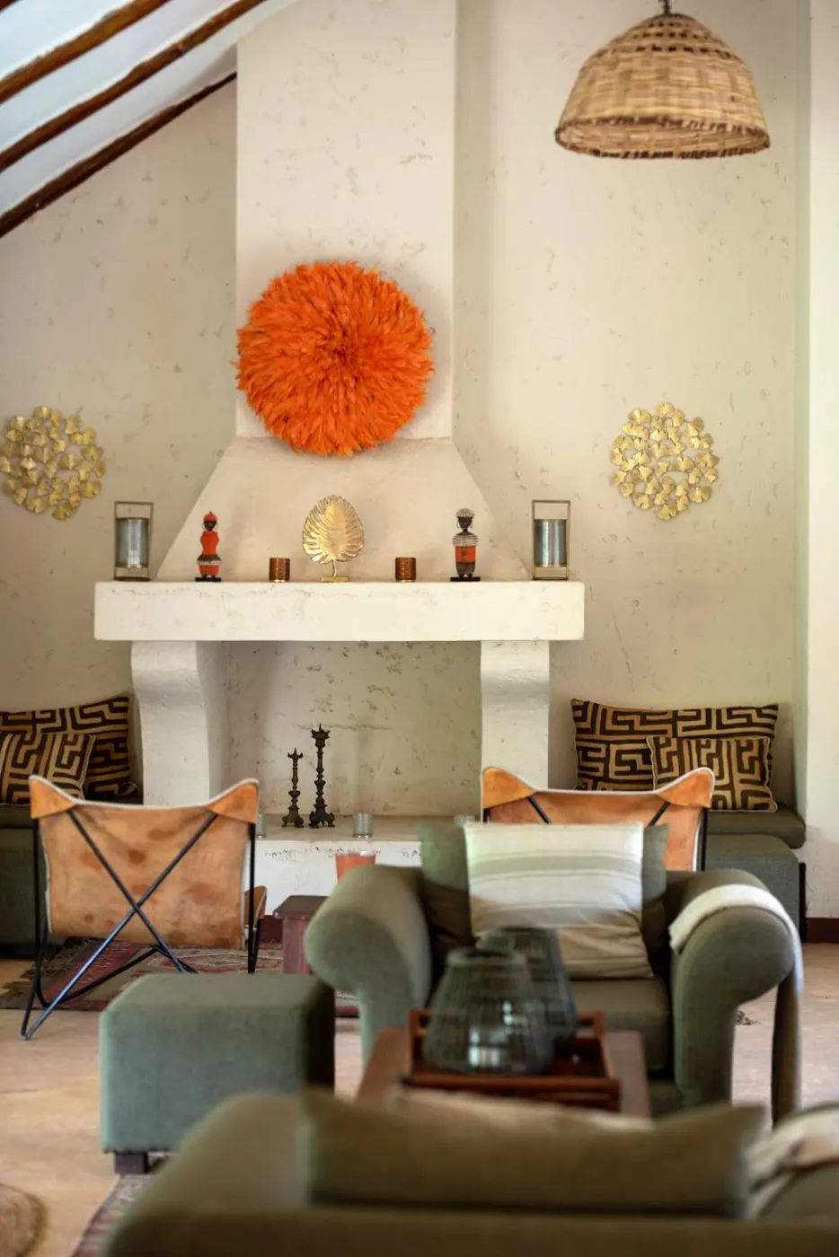 Fireplace and butterfly chairs