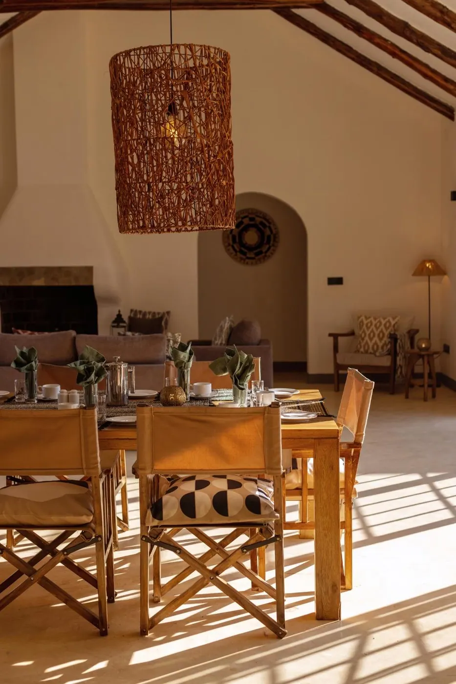 Dining room by the fireplace