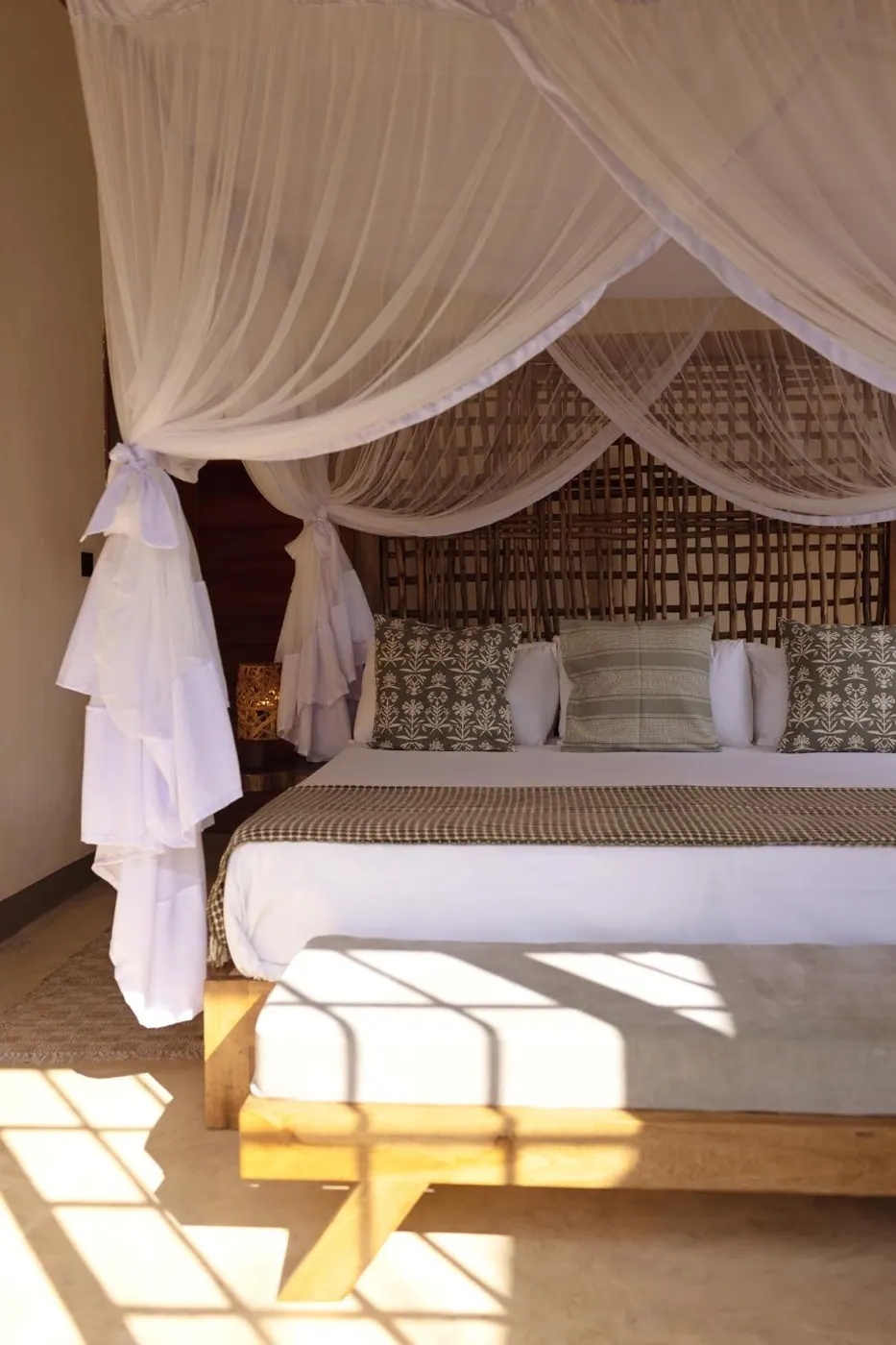 Bed with a robe laid out
