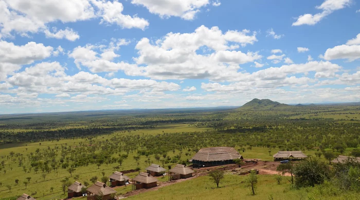 Camp buildings above the plains