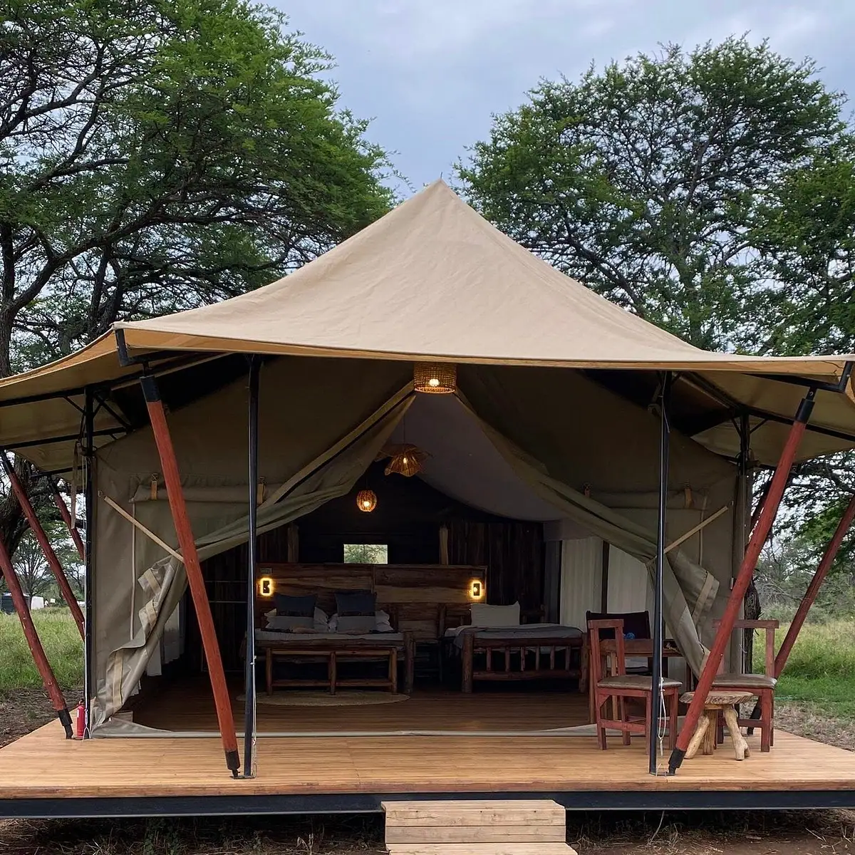 Guest tent at dusk