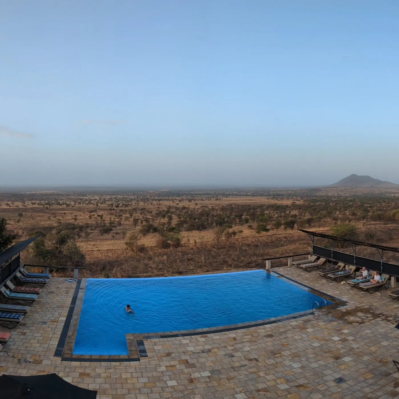 The pool looking out