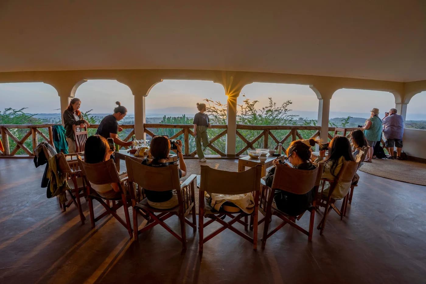 Guests dining on the terrace