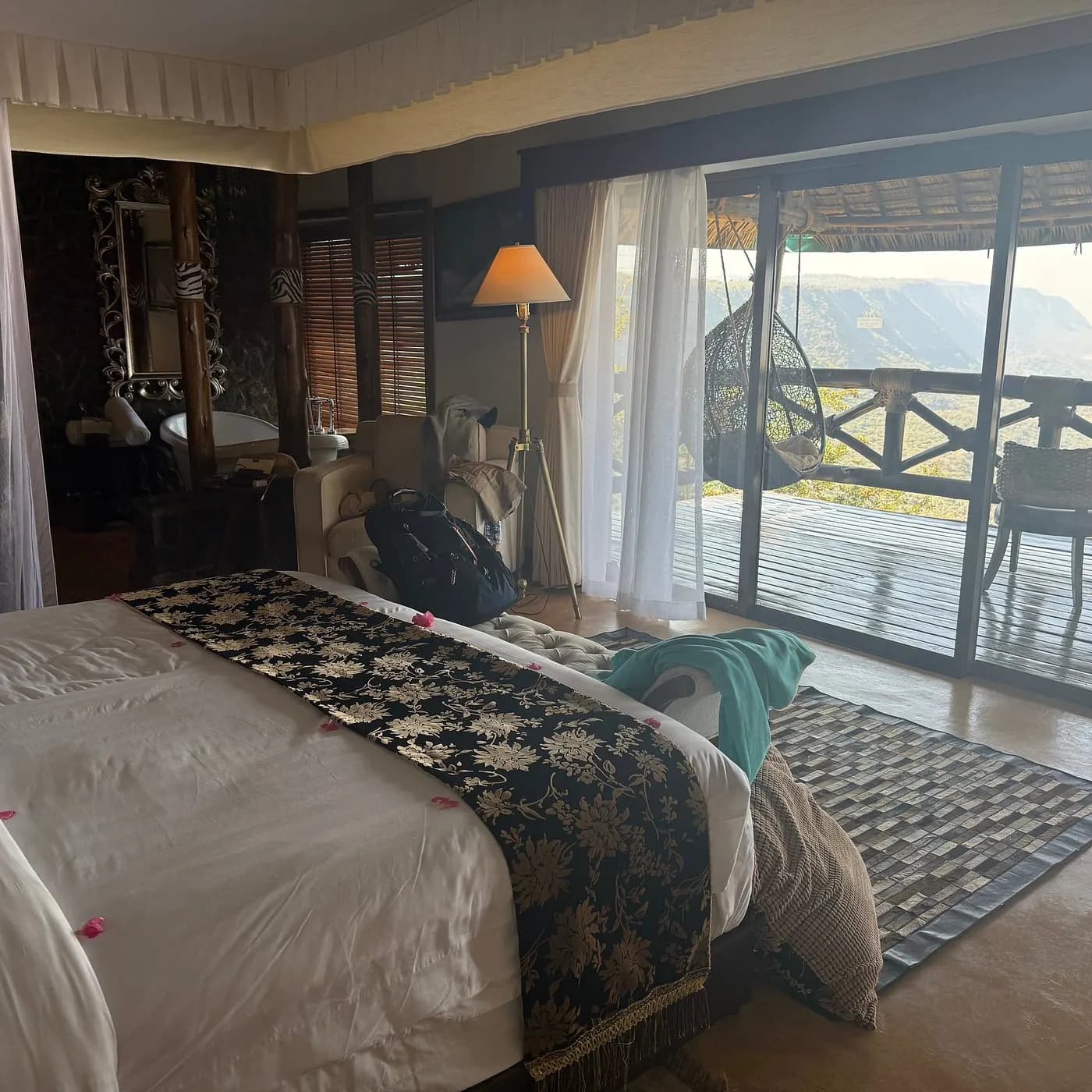 Bedroom with the balcony beyond