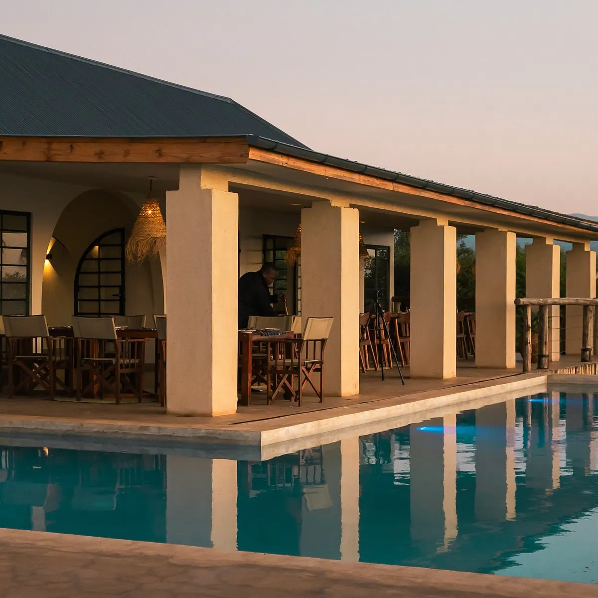 Pool along the colonnade