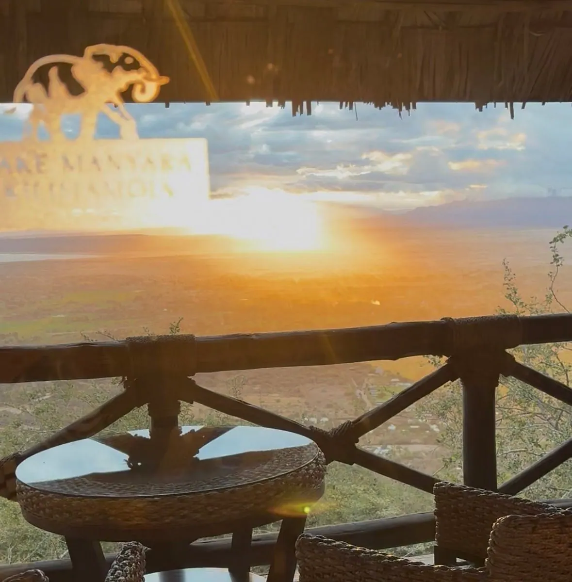 Sunrise through the deck rail