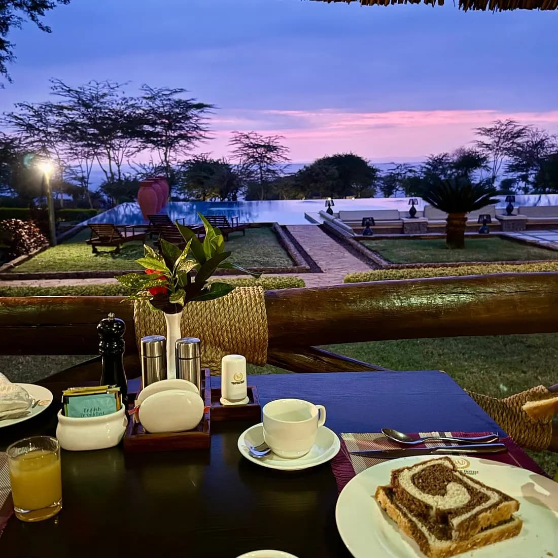 Breakfast on the deck at dawn