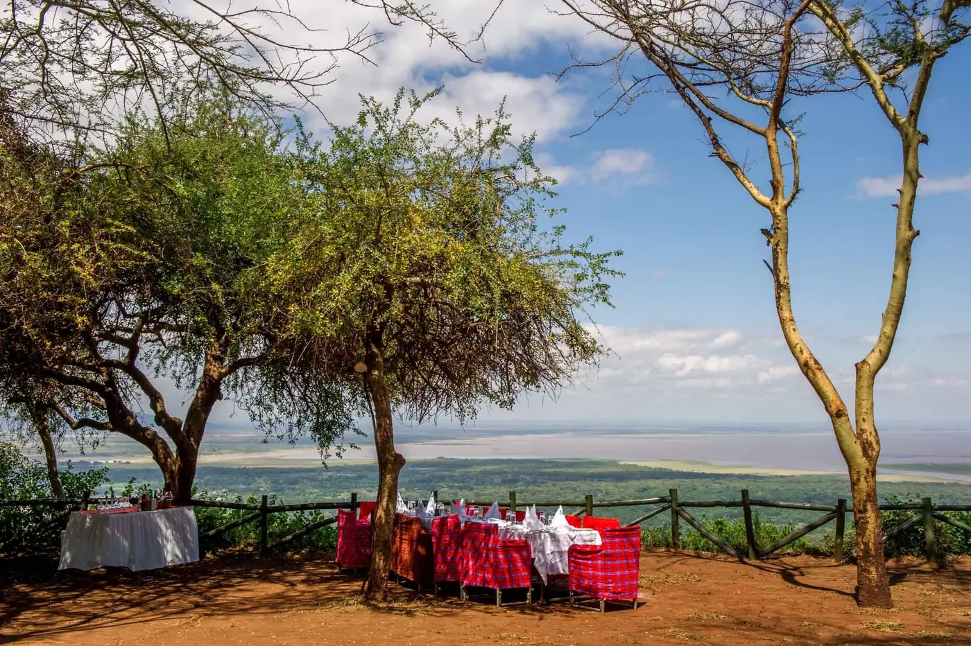 Table set on the escarpment edge