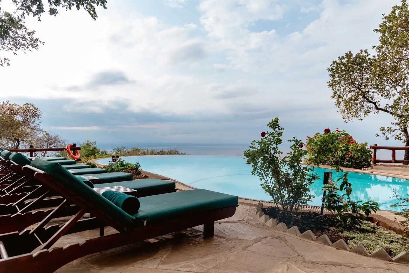 Loungers at the pool's edge