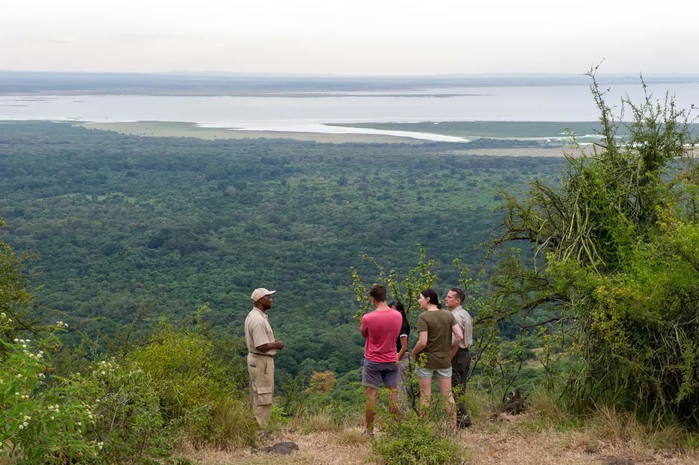 Guests at the escarpment viewpoint
