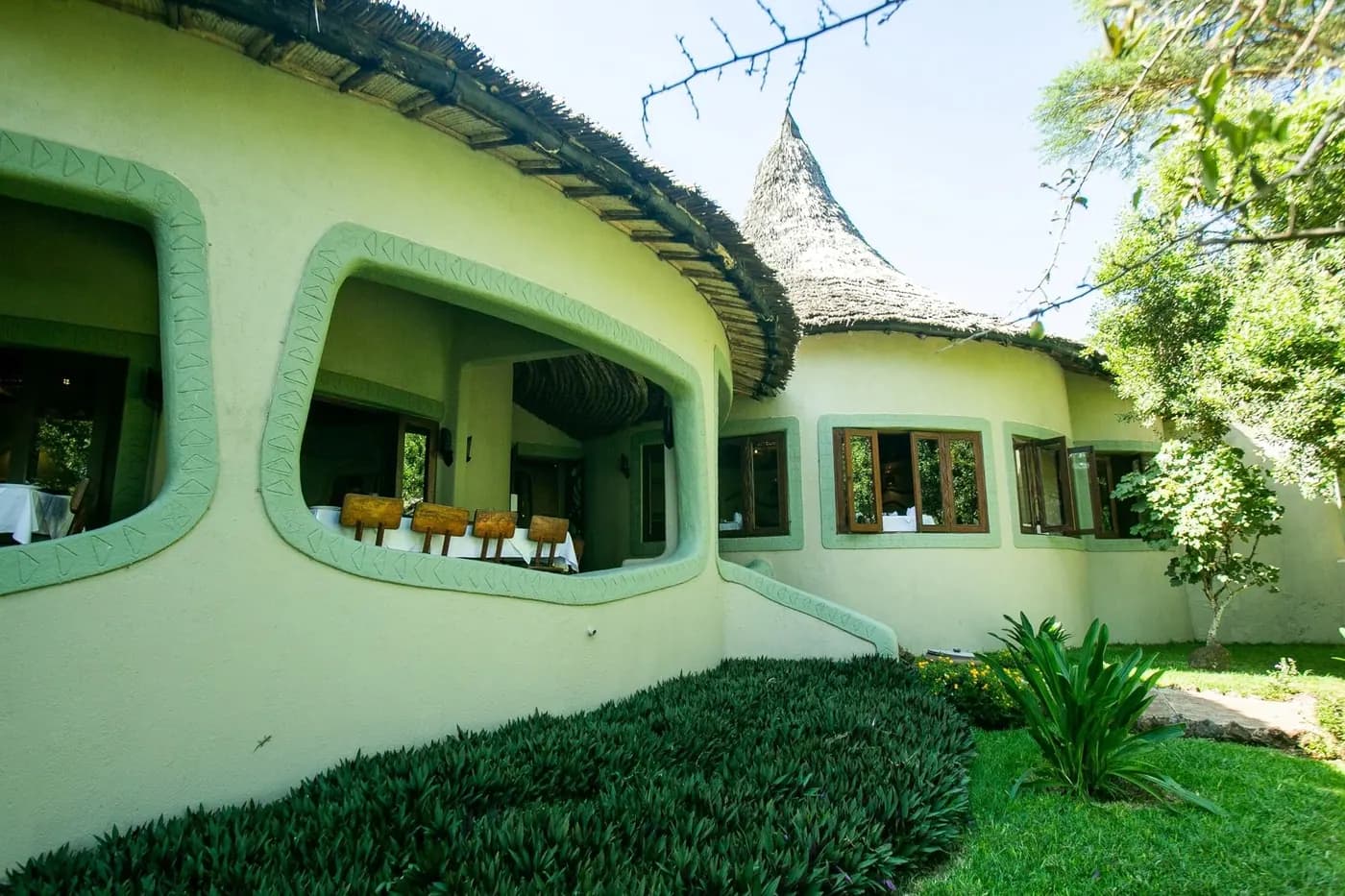 The curved lodge frontage