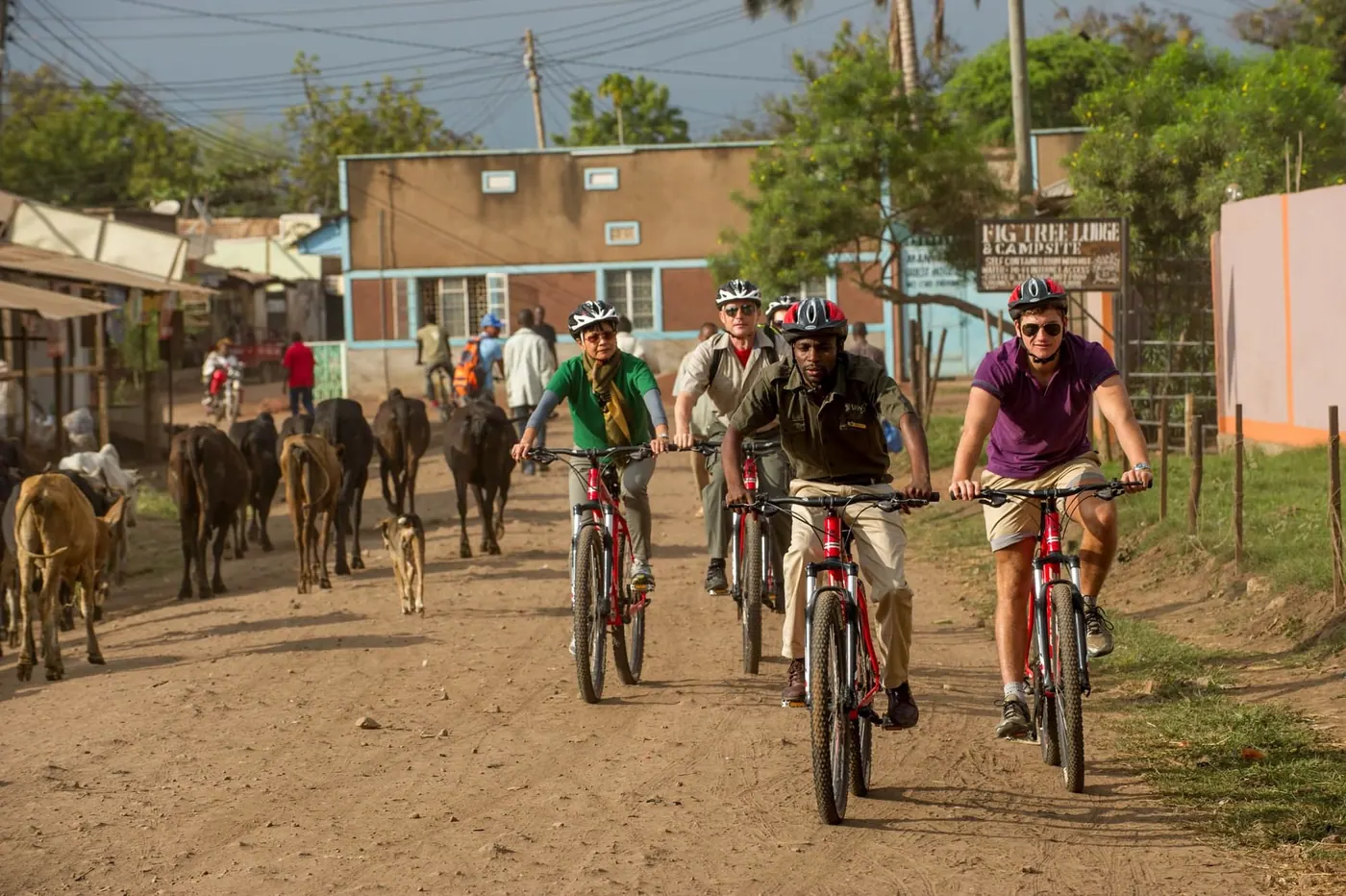 Cycling out from the lodge