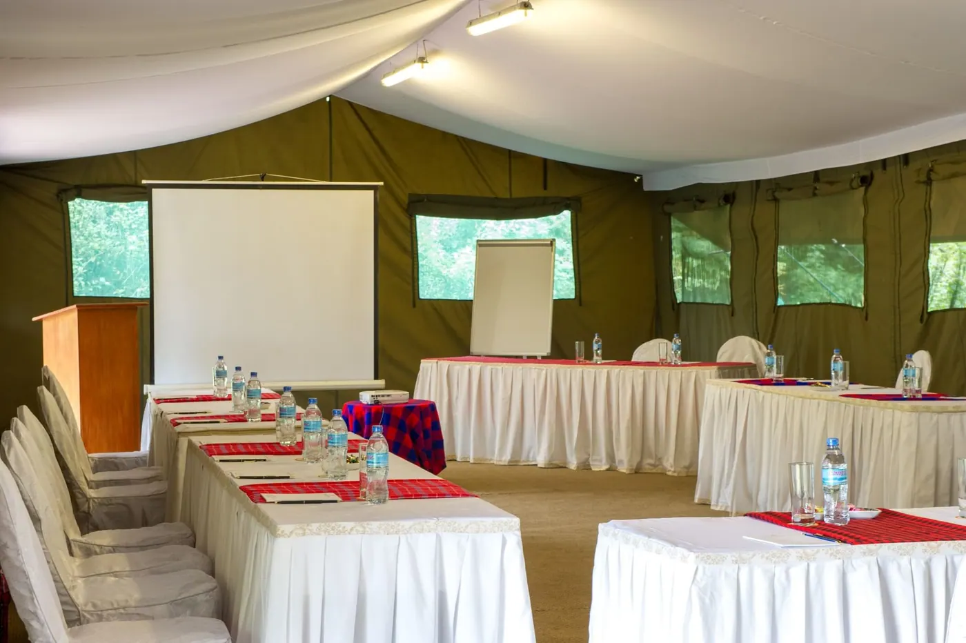 Meeting tent laid out
