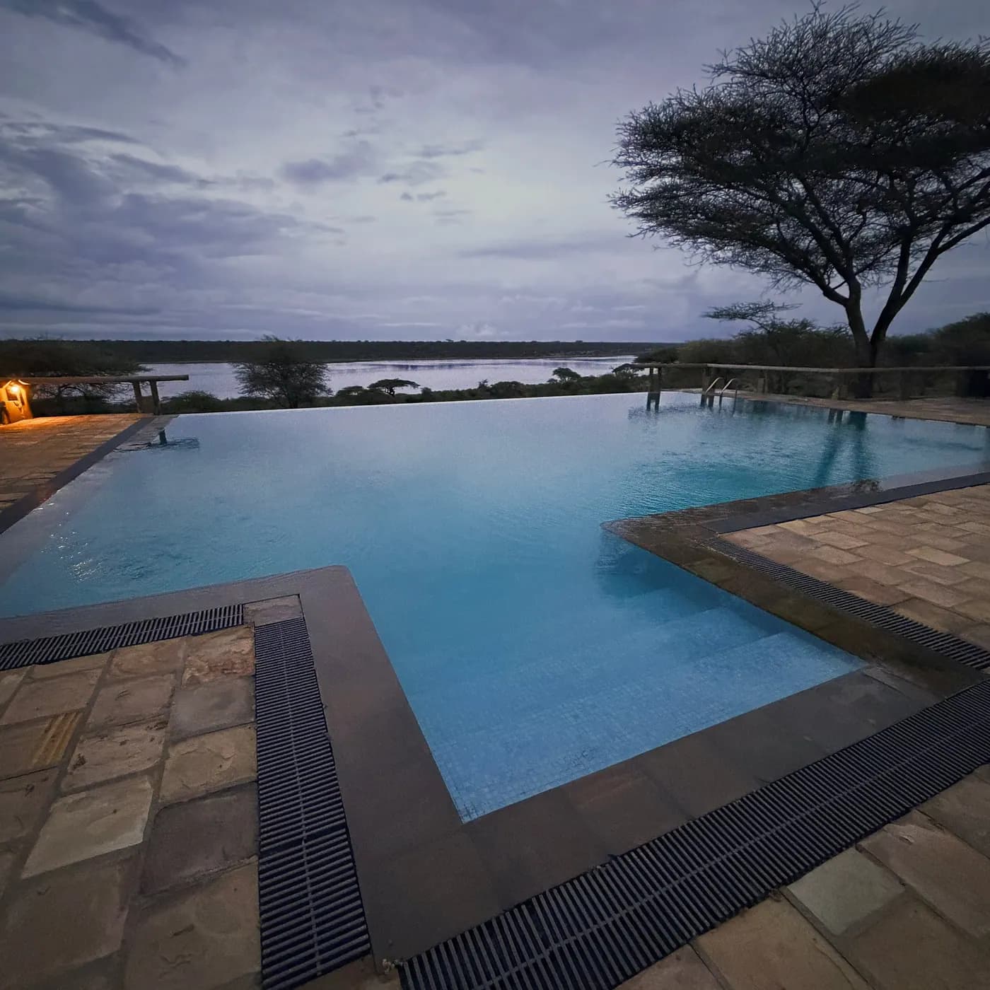 The pool at dusk