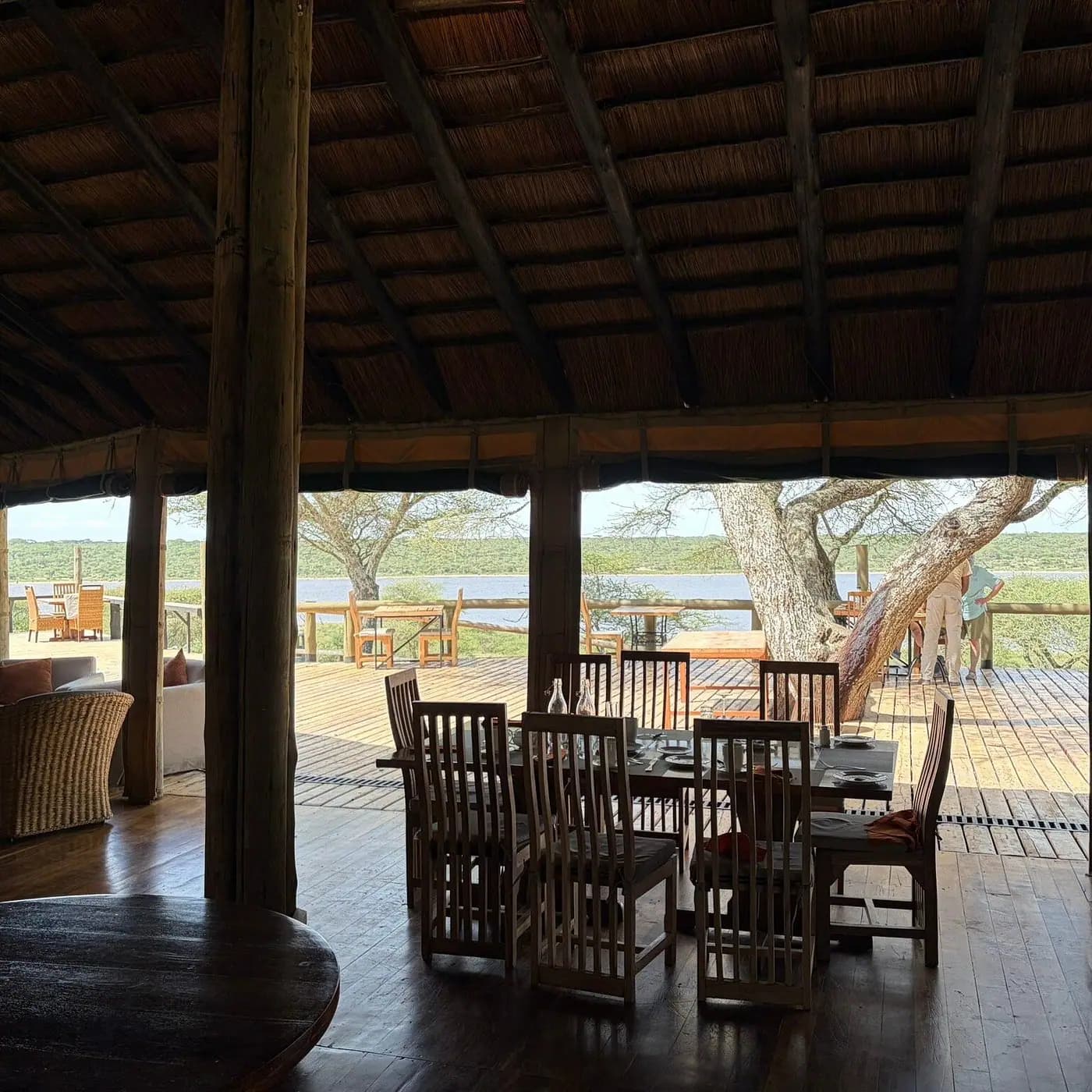 Deck seating under the thatch