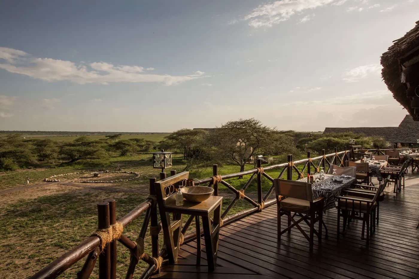 Deck tables above the plains